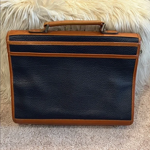 Dooney & Bourke Navy and Tan Pebble Leather Laptop / Briefcase - Picture 4 of 16